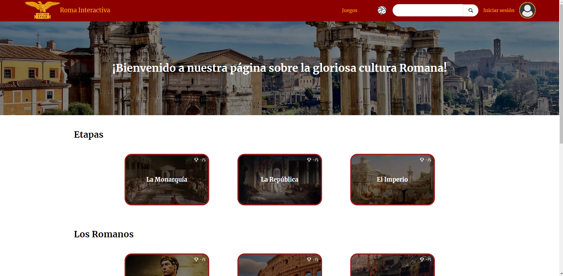 Welcome page to Roma Interactiva